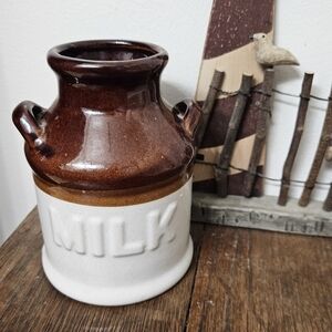 Brown and White Milk Jug Vase